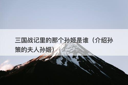 三国战记里的那个孙姬是谁（介绍孙策的夫人孙姬）