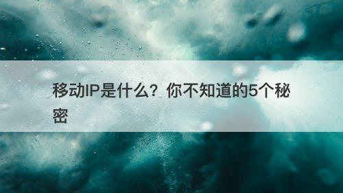 移动IP是什么？你不知道的5个秘密