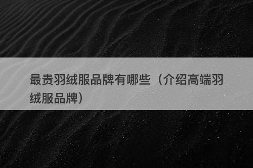 最贵羽绒服品牌有哪些（介绍高端羽绒服品牌）