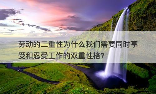 劳动的二重性为什么我们需要同时享受和忍受工作的双重性格？