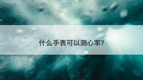 什么手表可以测心率？