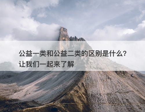 公益一类和公益二类的区别是什么？让我们一起来了解