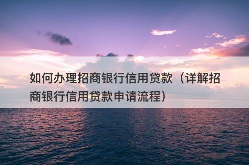 如何办理招商银行信用贷款（详解招商银行信用贷款申请流程）