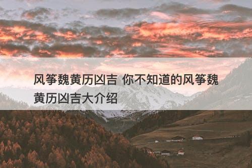 风筝魏黄历凶吉 你不知道的风筝魏黄历凶吉大介绍