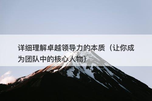 详细理解卓越领导力的本质（让你成为团队中的核心人物）
