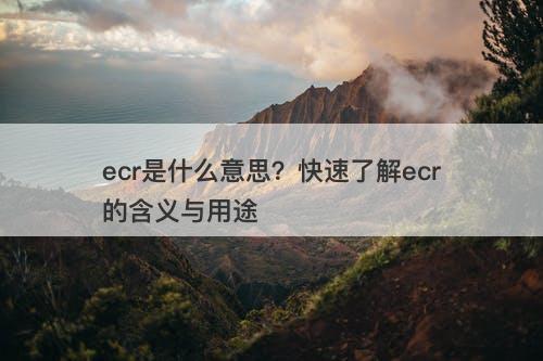 ecr是什么意思？快速了解ecr的含义与用途