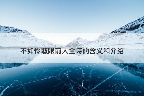 不如怜取眼前人全诗的含义和介绍