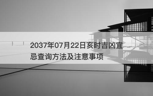 2037年07月22日亥时吉凶宜忌查询方法及注意事项