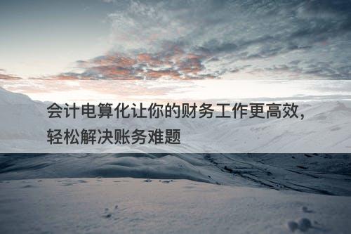 会计电算化让你的财务工作更高效，轻松解决账务难题