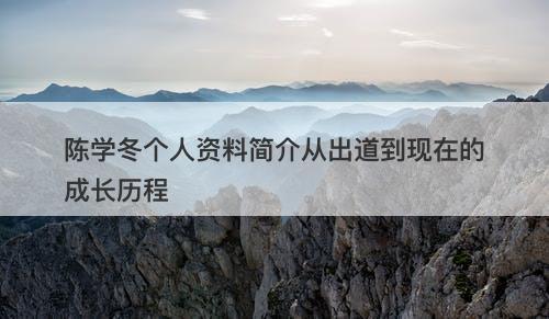陈学冬个人资料简介从出道到现在的成长历程
