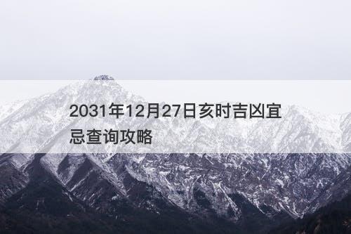 2031年12月27日亥时吉凶宜忌查询攻略