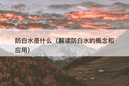 防白水是什么（解读防白水的概念和应用）