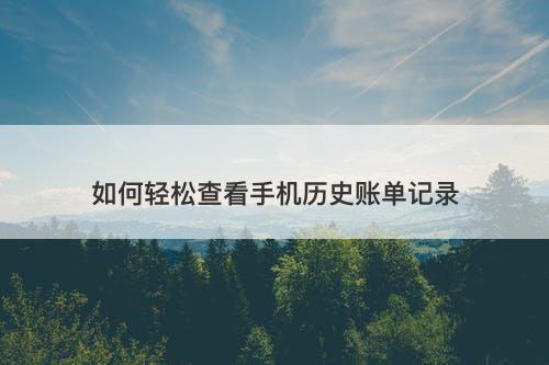 如何轻松查看手机历史账单记录