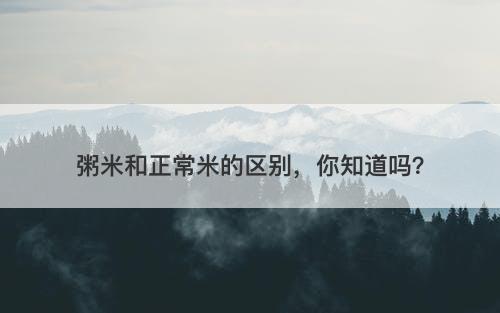 粥米和正常米的区别，你知道吗？
