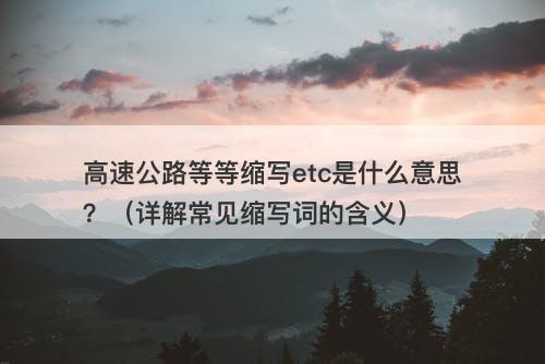 高速公路等等缩写etc是什么意思？（详解常见缩写词的含义）