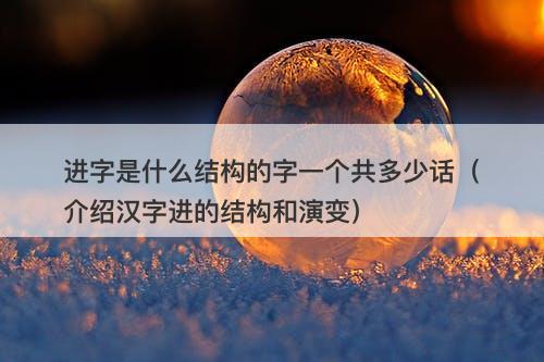 进字是什么结构的字一个共多少话（介绍汉字进的结构和演变）