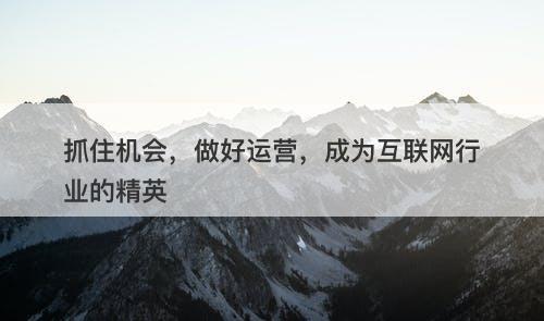 抓住机会，做好运营，成为互联网行业的精英