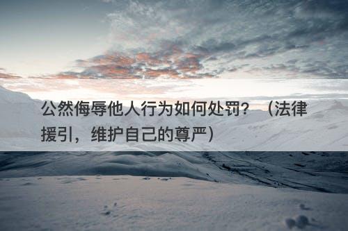 公然侮辱他人行为如何处罚？（法律援引，维护自己的尊严）