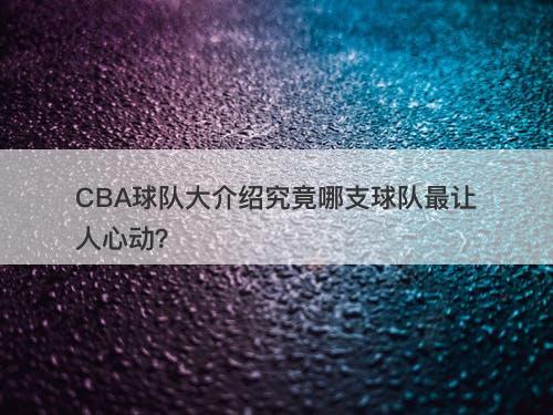 CBA球队大介绍究竟哪支球队最让人心动？