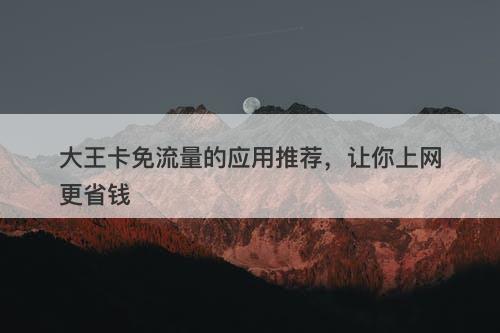 大王卡免流量的应用推荐，让你上网更省钱