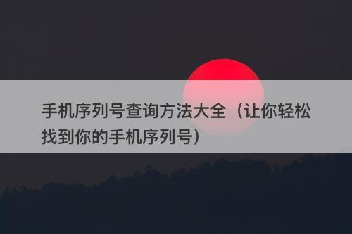 手机序列号查询方法大全（让你轻松找到你的手机序列号）