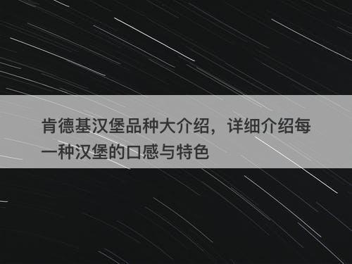 肯德基汉堡品种大介绍，详细介绍每一种汉堡的口感与特色