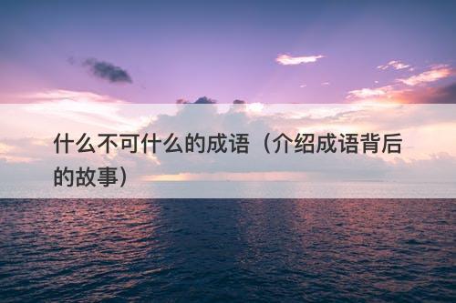 什么不可什么的成语（介绍成语背后的故事）