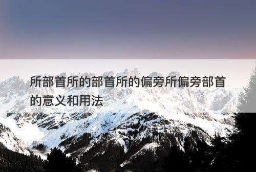 所部首所的部首所的偏旁所偏旁部首的意义和用法
