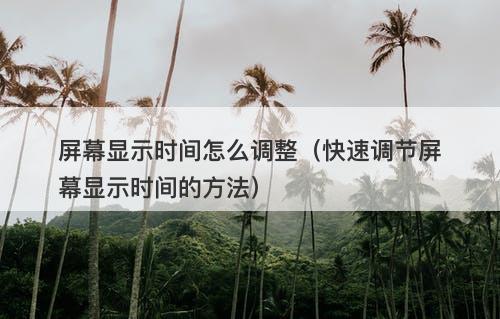 屏幕显示时间怎么调整（快速调节屏幕显示时间的方法）