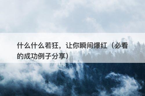 什么什么若狂，让你瞬间爆红（必看的成功例子分享）