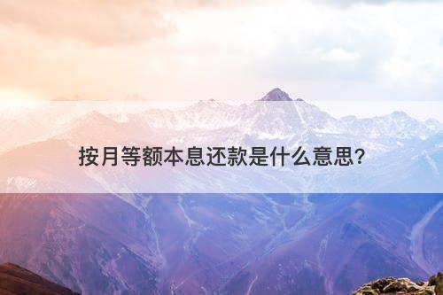 按月等额本息还款是什么意思？