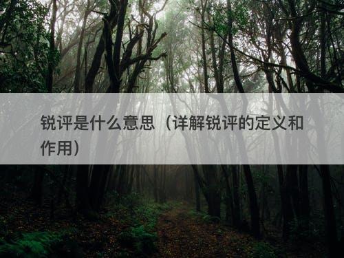 锐评是什么意思（详解锐评的定义和作用）
