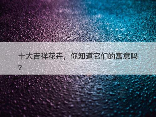 十大吉祥花卉，你知道它们的寓意吗？