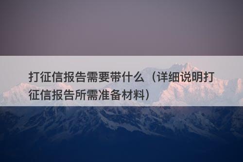 打征信报告需要带什么（详细说明打征信报告所需准备材料）