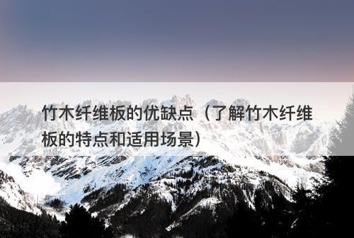 竹木纤维板的优缺点（了解竹木纤维板的特点和适用场景）