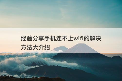 经验分享手机连不上wifi的解决方法大介绍