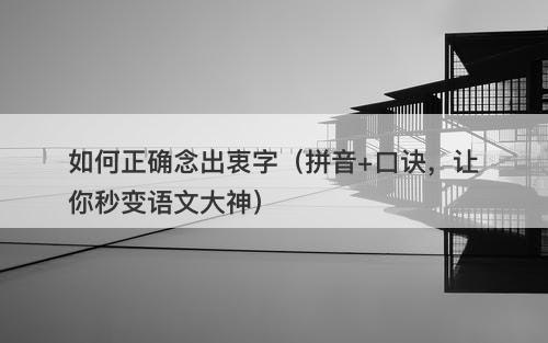 如何正确念出衷字（拼音+口诀，让你秒变语文大神）