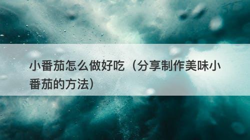 小番茄怎么做好吃（分享制作美味小番茄的方法）