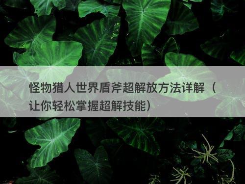 怪物猎人世界盾斧超解放方法详解（让你轻松掌握超解技能）