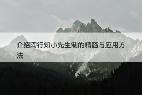 介绍陶行知小先生制的精髓与应用方法