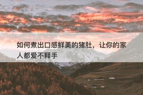 如何煮出口感鲜美的猪肚，让你的家人都爱不释手