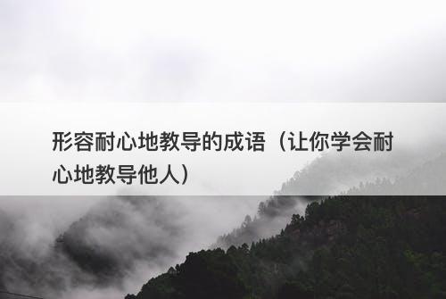 形容耐心地教导的成语（让你学会耐心地教导他人）