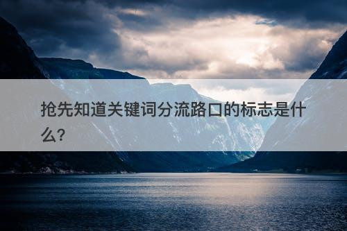 抢先知道关键词分流路口的标志是什么？