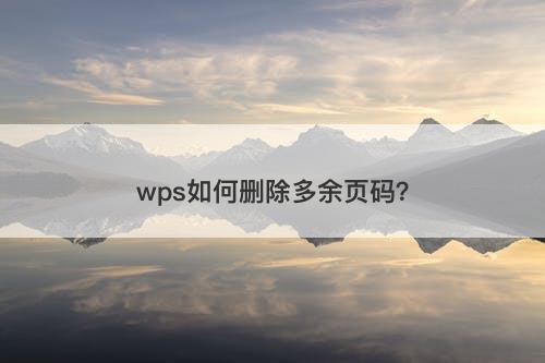 wps如何删除多余页码？
