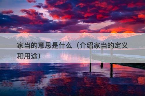 家当的意思是什么（介绍家当的定义和用途）