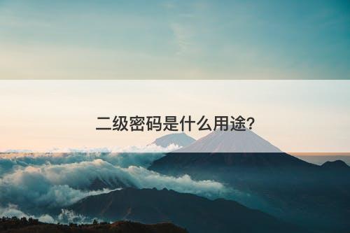 二级密码是什么用途？