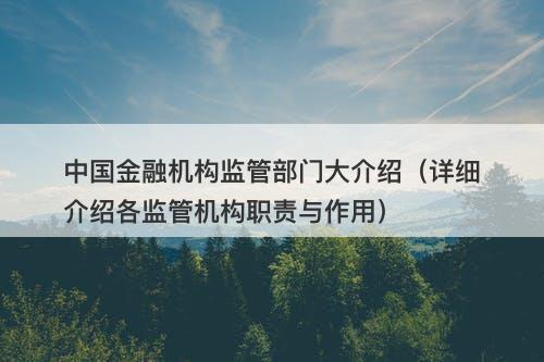 中国金融机构监管部门大介绍（详细介绍各监管机构职责与作用）