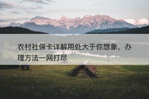农村社保卡详解用处大于你想象，办理方法一网打尽