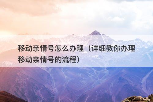 移动亲情号怎么办理（详细教你办理移动亲情号的流程）