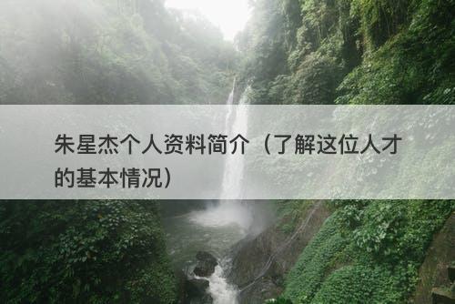 朱星杰个人资料简介（了解这位人才的基本情况）
